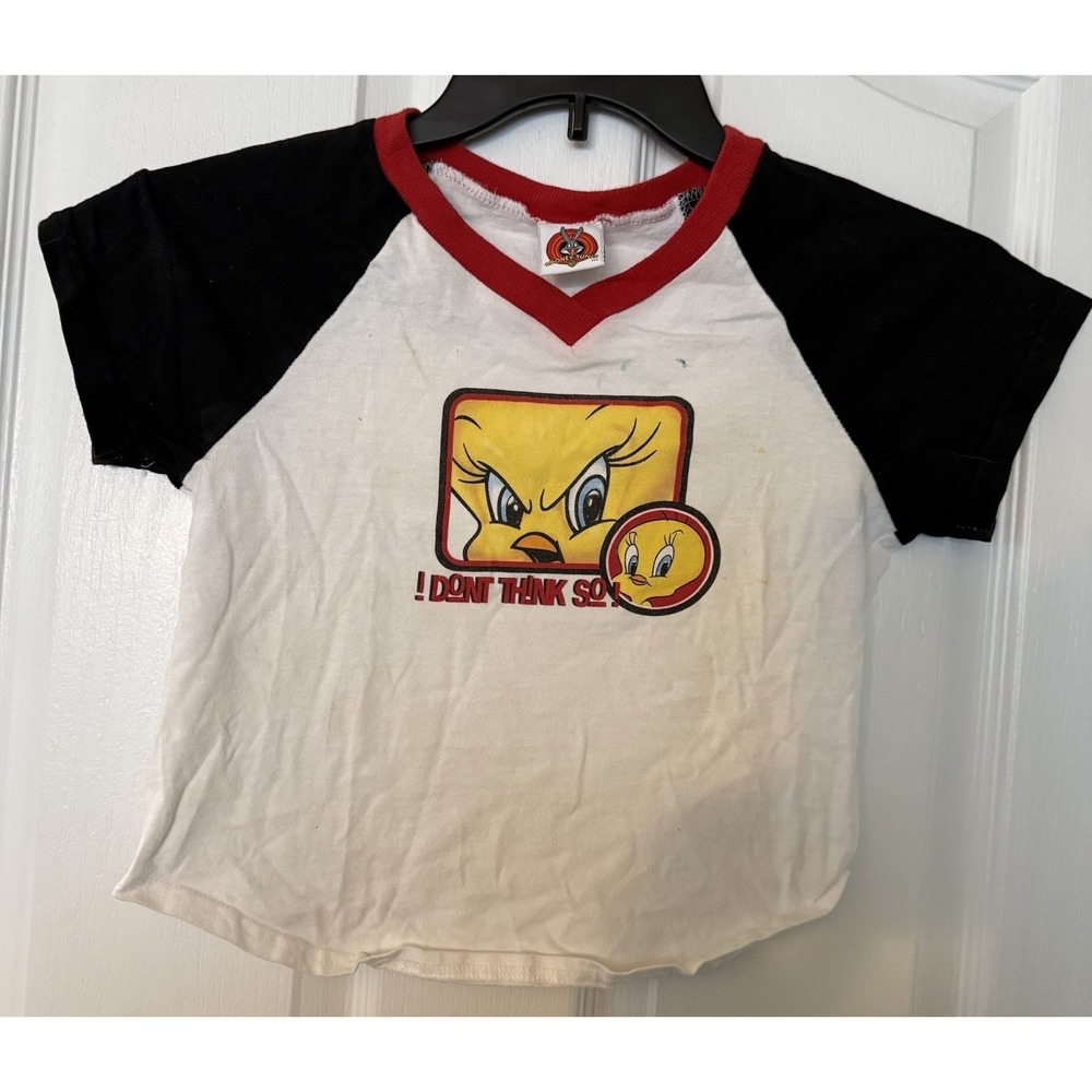 Vtg Warner Bros Looney Tunes Tweety Bird I Don't‎ Think So V Neck T-Shirt  Large